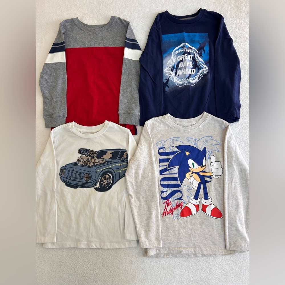 Kids Boys T-Shirt Size Small 6/7 Multicolor Graphic Tee Long Sleeve Pullover